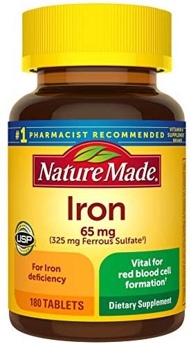 Nature Made Iron 65 mg (from Ferrous Sulfate) Tablets, 180 Count