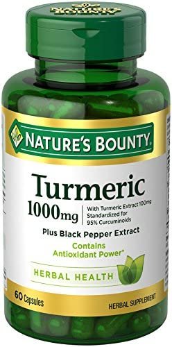 Nature's Bounty Turmeric Pills and Herbal Health Supplement, Supports Joint Pain Relief and Antioxidant Health, 1000mg, 60 Capsules