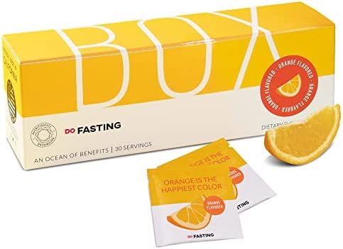 DoFasting - Essential Fiber Supplement Box, Cellulose Powder and Konjac Root Glucomannan Fiber Supplement for Intermittent Fasting, Vegan and Gluten-Free, Orange Flavor, 30 Pieces