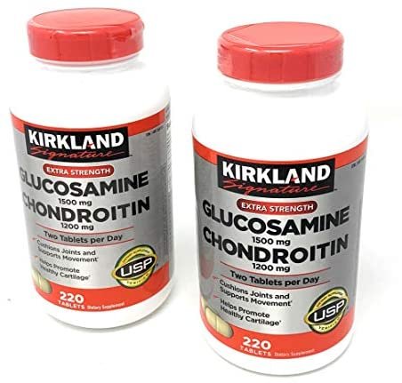 Kirkland Signature Extra Strength Glucosamine 1500mg/Chondroitin 1200mg, 220 Count (2 Pack)
