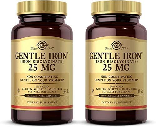 Solgar Gentle Iron 25 mg, 180 Vegetable Capsules - Pack of 2 - Ideal for Sensitive Stomachs - Non-Constipating - Red Blood Cell Supplement - Non-GMO, Vegan, Gluten & Dairy Free - 360 Total Servings