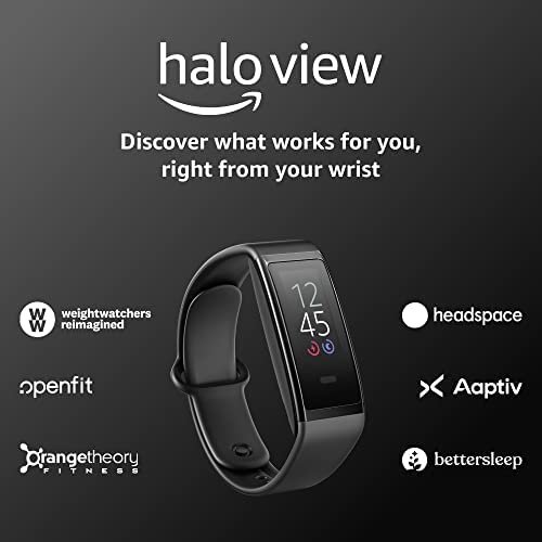 Amazon Halo View fitness tracker, with color display for at-a-glance access to heart rate, activity, and sleep tracking – Active Black – Small/Medium