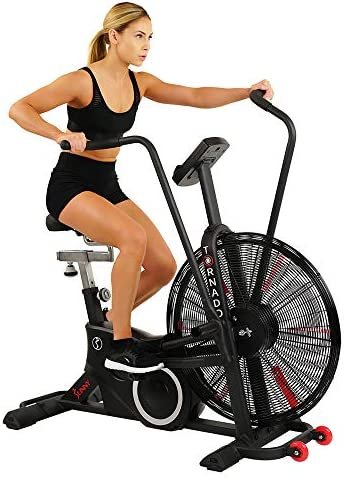 Sunny Health & Fitness Air Bike, Fan Exercise Bike with Unlimited Resistance and Tablet Holder