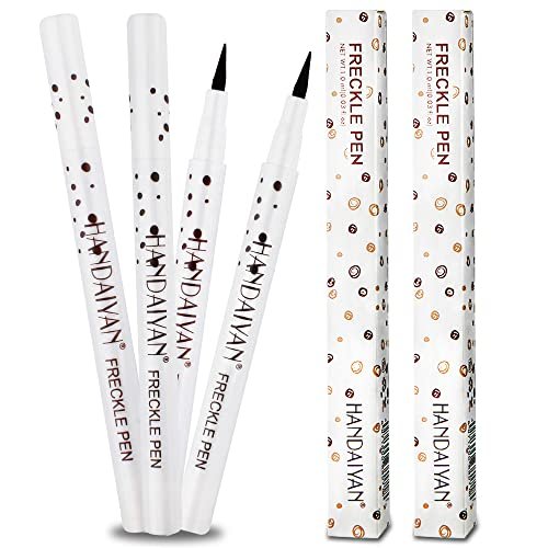 Witcrskm Freckle Pen 2 Colors, Natural Like Fake Freckles Waterproof Long Lasting Small Spot Face Freckle Makeup Pen (Chestnut + Dark Brown)